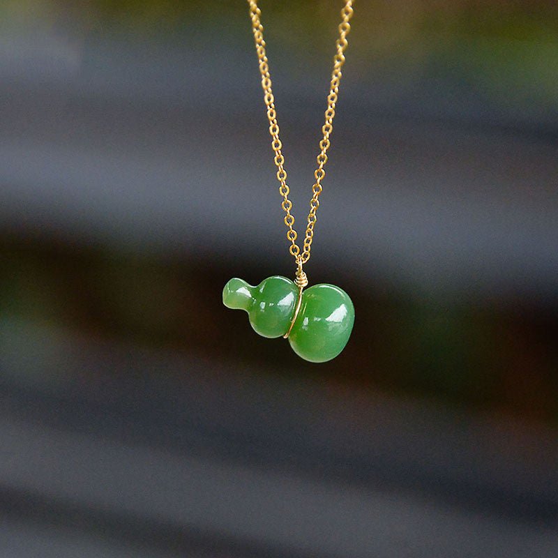 handcrafted jade gourd pendant necklace chain – elegant & minimalistic jade jewelry - star8s