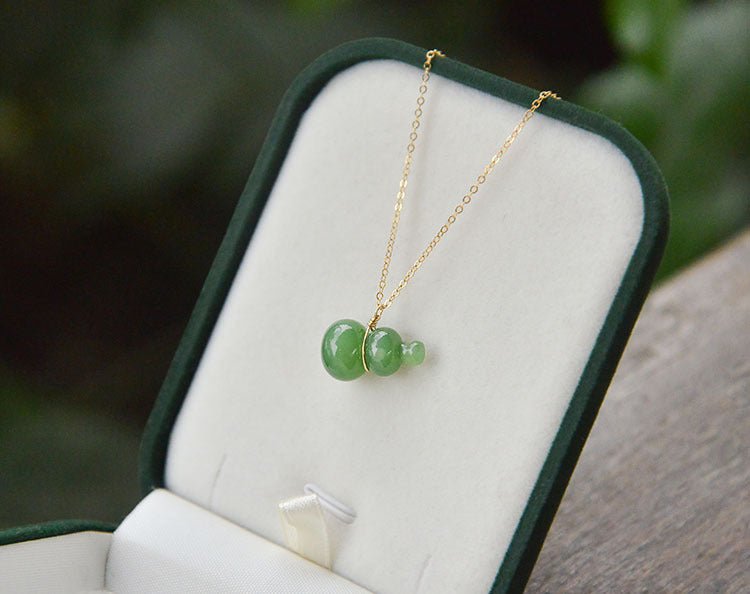 handcrafted jade gourd pendant necklace chain – elegant & minimalistic jade jewelry - star8s
