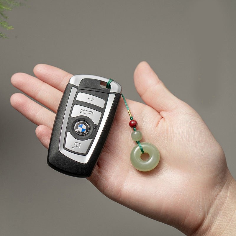 handcrafted jade keychain with ping an kou – perfect car keychain & phone pendant for men and women ✨🔑📱 - star8s