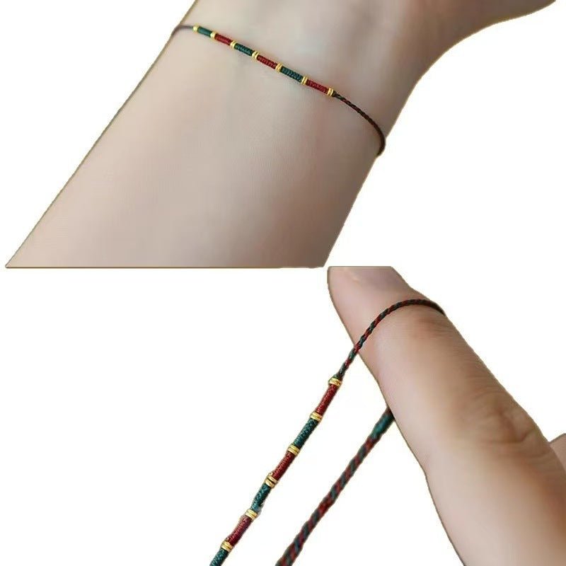 handcrafted red and blue double strand lucky bracelet | chinese style red string bracelet for couples - star8s