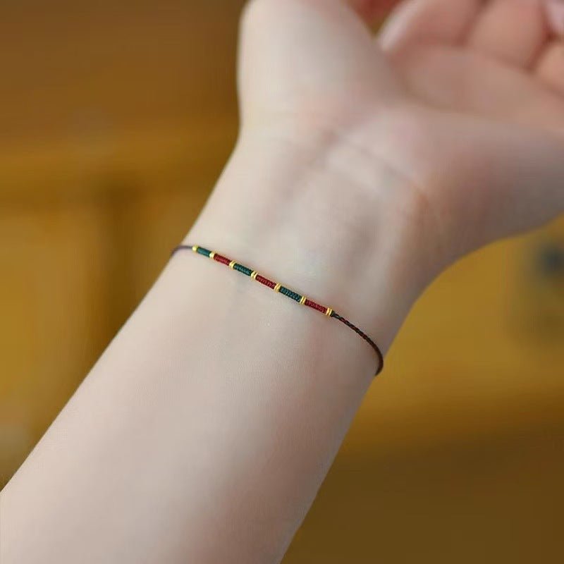 handcrafted red and blue double strand lucky bracelet | chinese style red string bracelet for couples - star8s