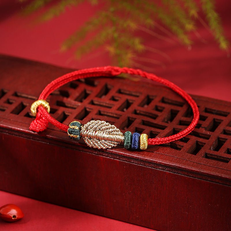 handcrafted red string bracelet – one - leaf bodhi design | perfect gift for friends & loved ones - star8s