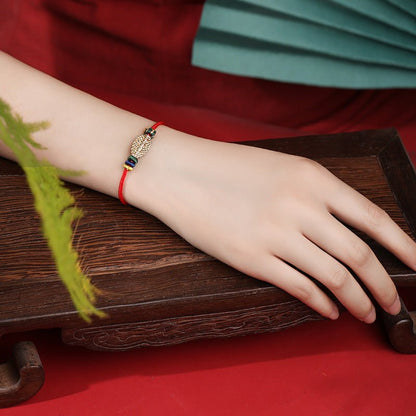 Handcrafted Red String Bracelet – One - Leaf Bodhi Design | Perfect Gift for Friends & Loved Ones - STAR8S