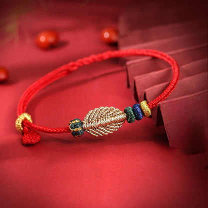 Handcrafted Red String Bracelet – One - Leaf Bodhi Design | Perfect Gift for Friends & Loved Ones - STAR8S