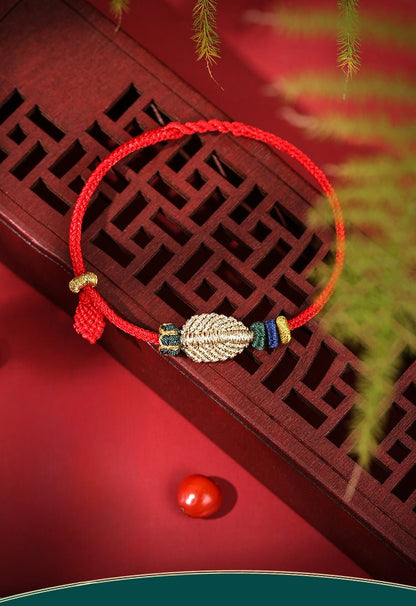 Handcrafted Red String Bracelet – One - Leaf Bodhi Design | Perfect Gift for Friends & Loved Ones - STAR8S