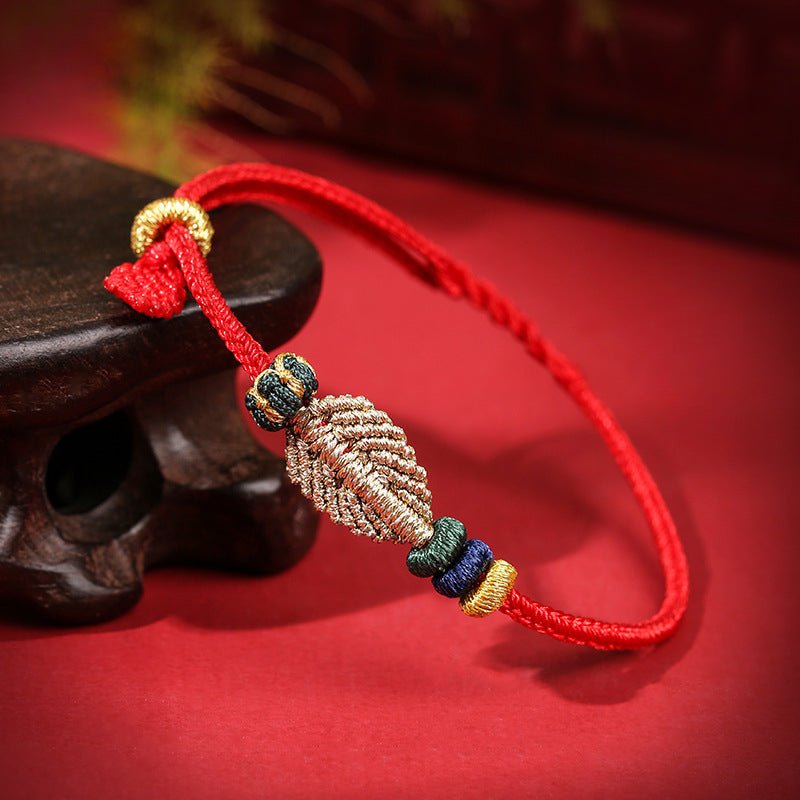 Handcrafted Red String Bracelet – One - Leaf Bodhi Design | Perfect Gift for Friends & Loved Ones - STAR8S