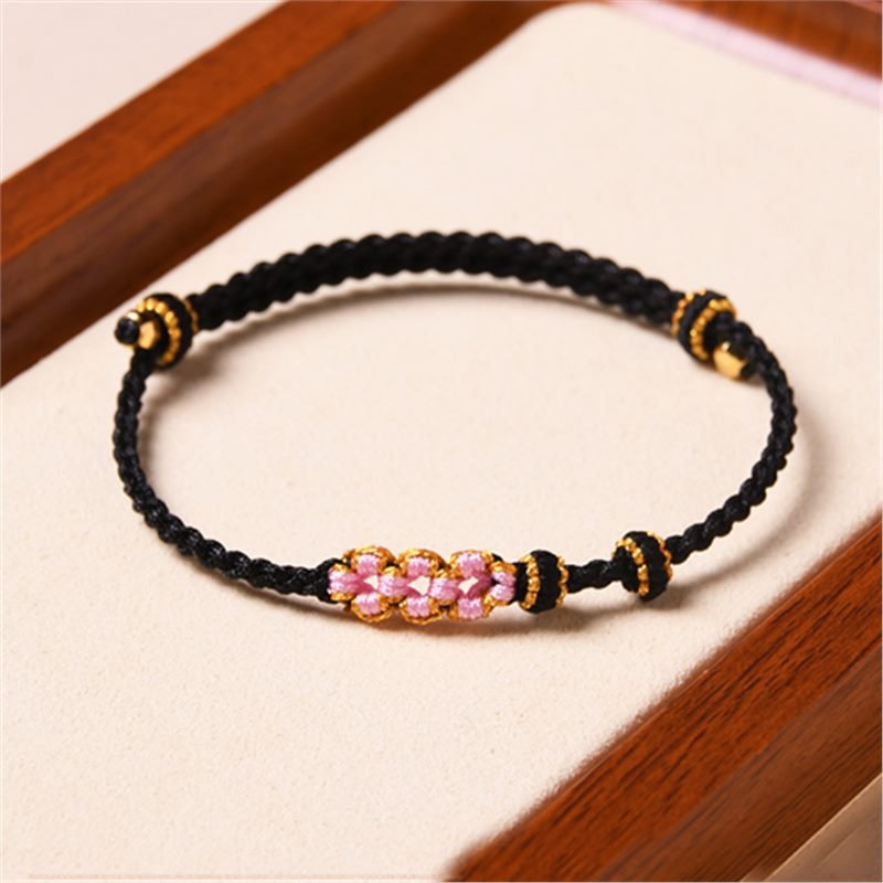 handcrafted red string bracelet – peach blossom design – valentine’s day gift for her | star8s - star8s