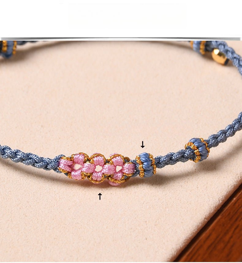 handcrafted red string bracelet – peach blossom design – valentine’s day gift for her | star8s - star8s