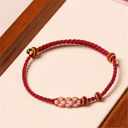 Handcrafted Red String Bracelet – Peach Blossom Design – Valentine’s Day Gift for Her | STAR8S - STAR8S