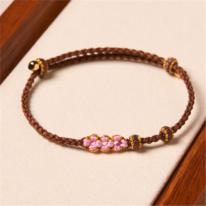 handcrafted red string bracelet – peach blossom design – valentine’s day gift for her | star8s - star8s