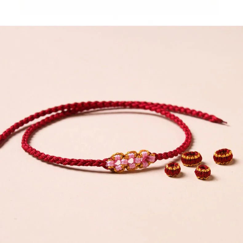 Handcrafted Red String Bracelet – Peach Blossom Design – Valentine’s Day Gift for Her | STAR8S - STAR8S