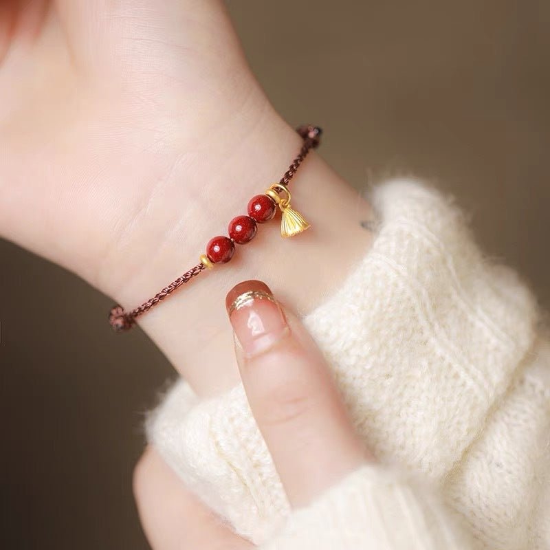 handcrafted red string bracelet with cinnabar beads & golden charm for men & women – good luck bracelet - star8s