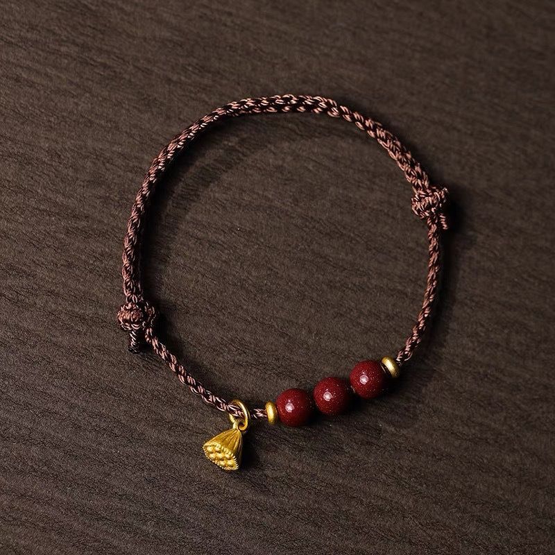 Handcrafted Red String Bracelet with Cinnabar Beads & Golden Charm for Men & Women – Good Luck Bracelet - STAR8S