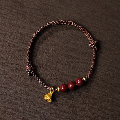 Handcrafted Red String Bracelet with Cinnabar Beads & Golden Charm for Men & Women – Good Luck Bracelet - STAR8S