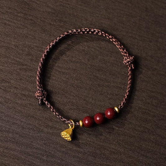 Handcrafted Red String Bracelet with Cinnabar Beads & Golden Charm for Men & Women – Good Luck Bracelet - STAR8S