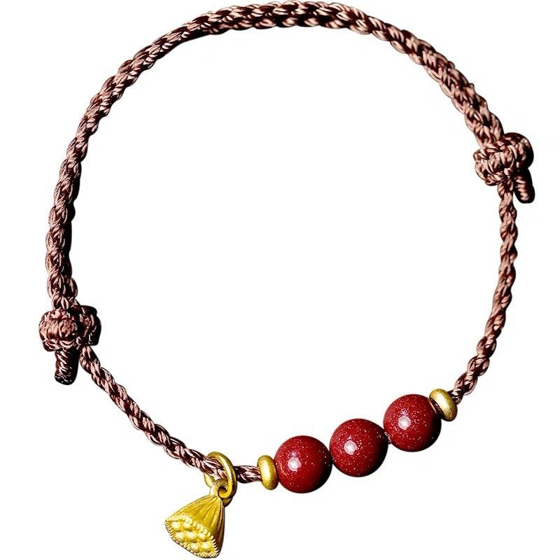 Handcrafted Red String Bracelet with Cinnabar Beads & Golden Charm for Men & Women – Good Luck Bracelet - STAR8S