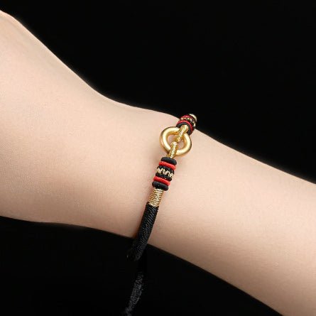 Handmade 999 Silver & Gold - Plated Peace Red String Bracelet – Adjustable, Couple Gift - STAR8S