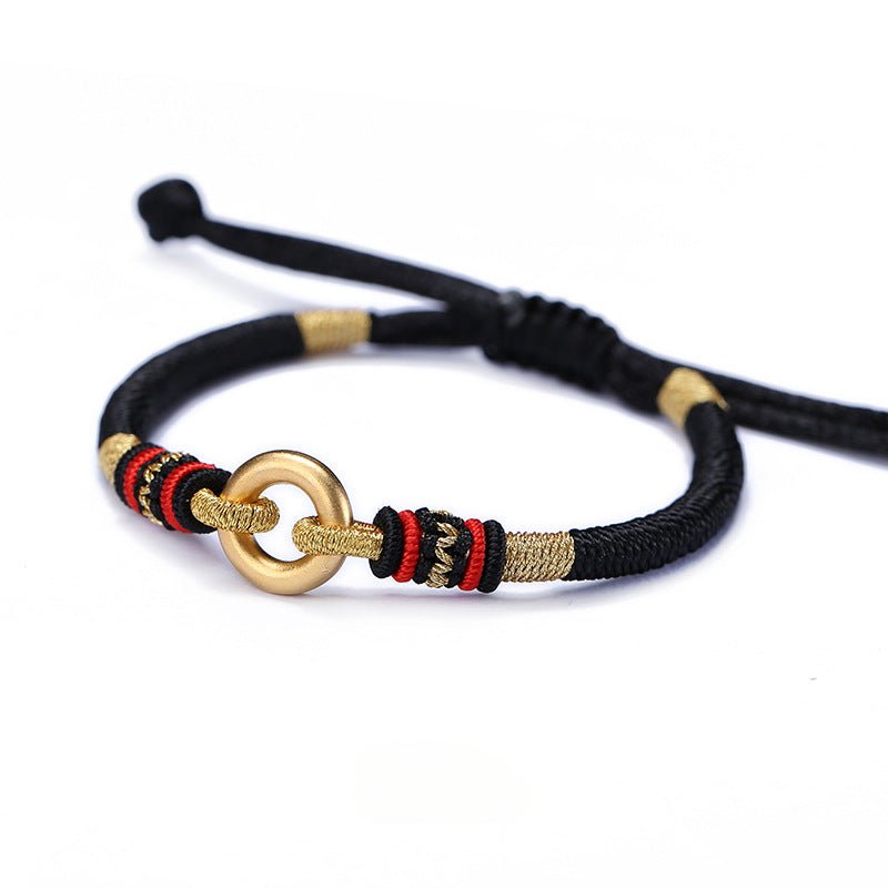 Handmade 999 Silver & Gold - Plated Peace Red String Bracelet – Adjustable, Couple Gift - STAR8S