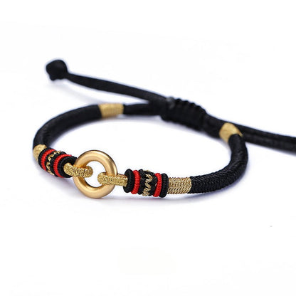 Handmade 999 Silver & Gold - Plated Peace Red String Bracelet – Adjustable, Couple Gift - STAR8S