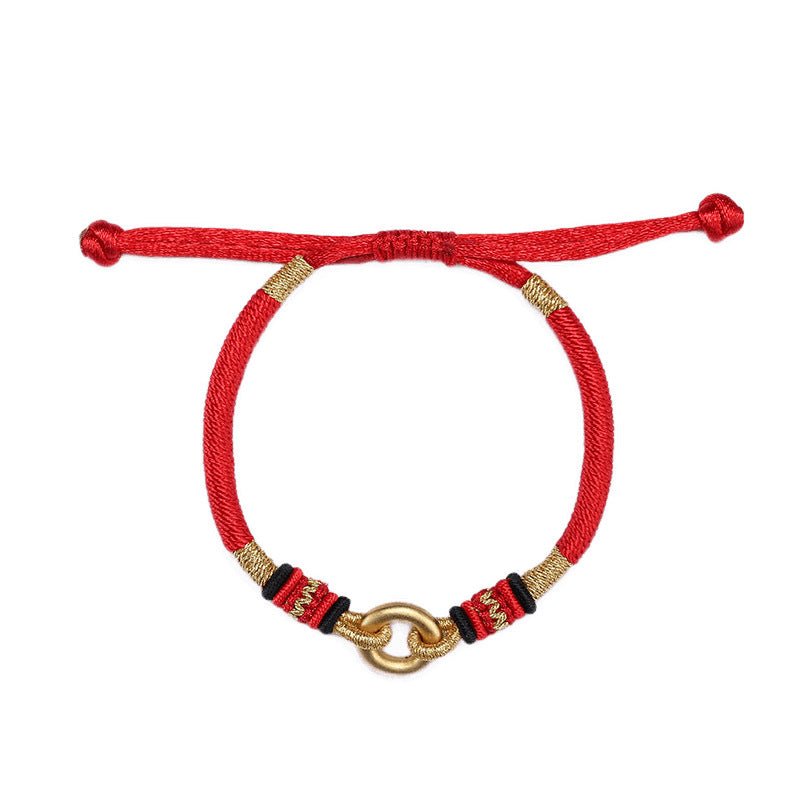 handmade 999 silver & gold - plated peace red string bracelet – adjustable, couple gift - star8s