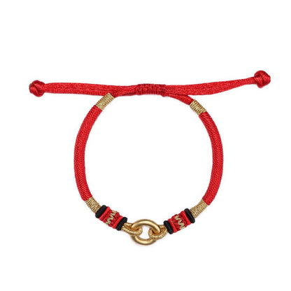 Handmade 999 Silver & Gold - Plated Peace Red String Bracelet – Adjustable, Couple Gift - STAR8S
