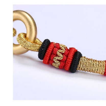 Handmade 999 Silver & Gold - Plated Peace Red String Bracelet – Adjustable, Couple Gift - STAR8S