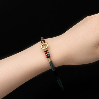Handmade 999 Silver & Gold - Plated Peace Red String Bracelet – Adjustable, Couple Gift - STAR8S