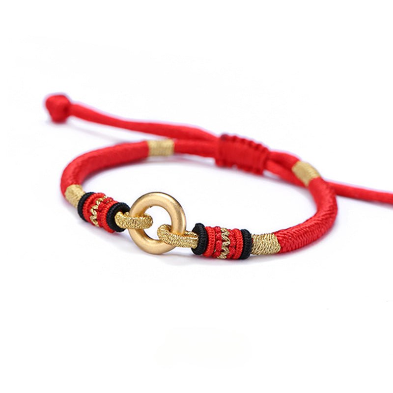 Handmade 999 Silver & Gold - Plated Peace Red String Bracelet – Adjustable, Couple Gift - STAR8S