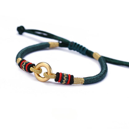Handmade 999 Silver & Gold - Plated Peace Red String Bracelet – Adjustable, Couple Gift - STAR8S