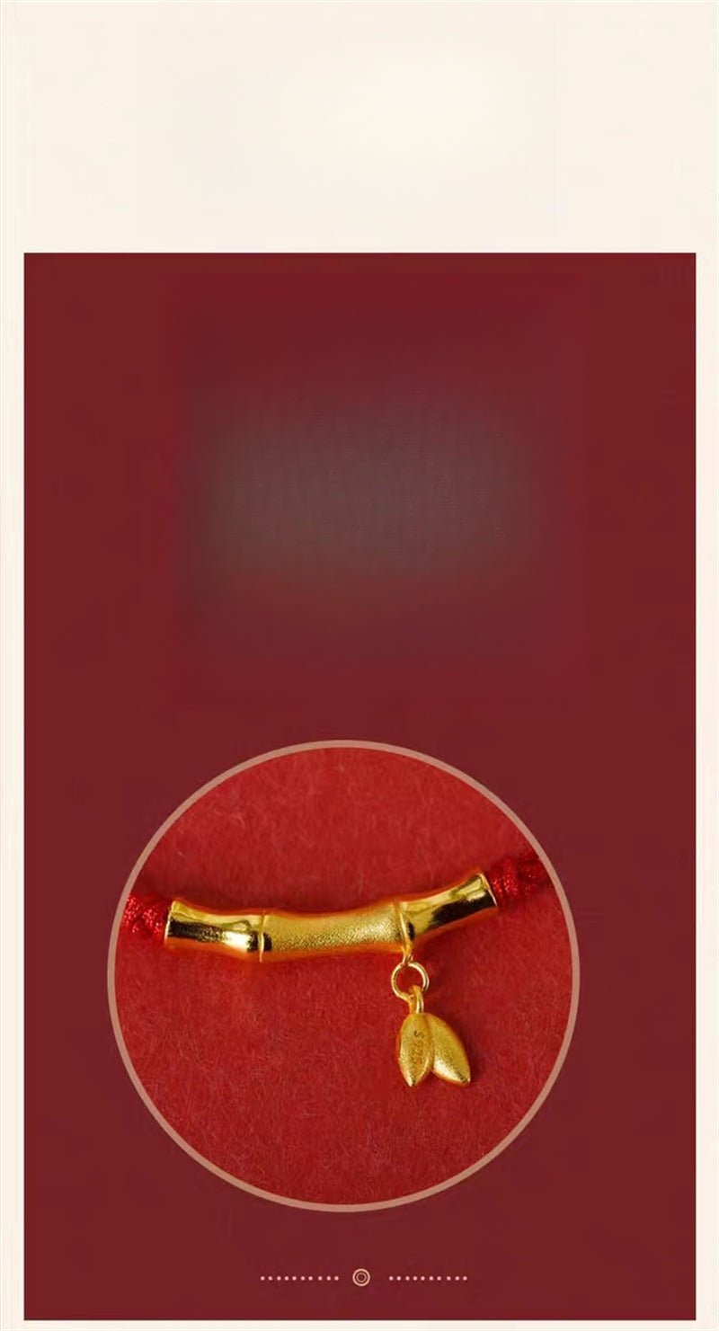 handmade bamboo segment red string bracelet with s925 silver plated gold, good luck charm for exams - star8s