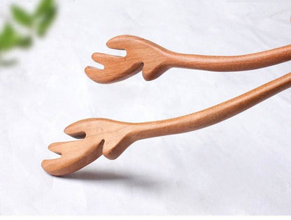 Handmade Black Sandalwood Dangling Hairpin Ideal for Hanfu Vintage Bun - STAR8S