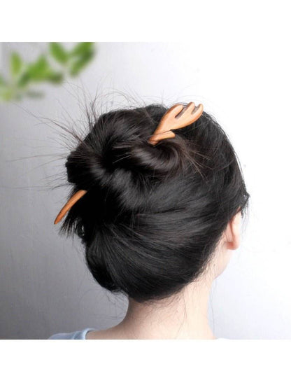 Handmade Black Sandalwood Dangling Hairpin Ideal for Hanfu Vintage Bun - STAR8S