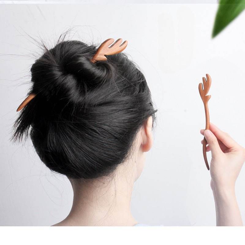 Handmade Black Sandalwood Dangling Hairpin Ideal for Hanfu Vintage Bun - STAR8S