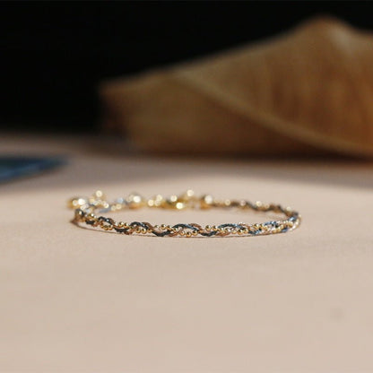 Handmade Braided Bracelet - 14K Gold Plated Thread & Beads - Elegant & Adjustable - STAR8S