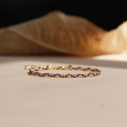Handmade Braided Bracelet - 14K Gold Plated Thread & Beads - Elegant & Adjustable - STAR8S