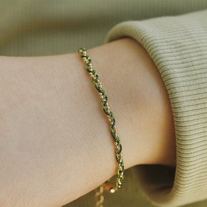 Handmade Braided Bracelet - 14K Gold Plated Thread & Beads - Elegant & Adjustable - STAR8S