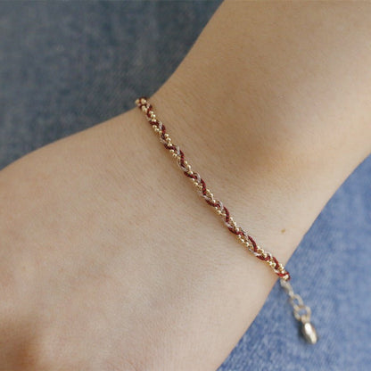 Handmade Braided Bracelet - 14K Gold Plated Thread & Beads - Elegant & Adjustable - STAR8S