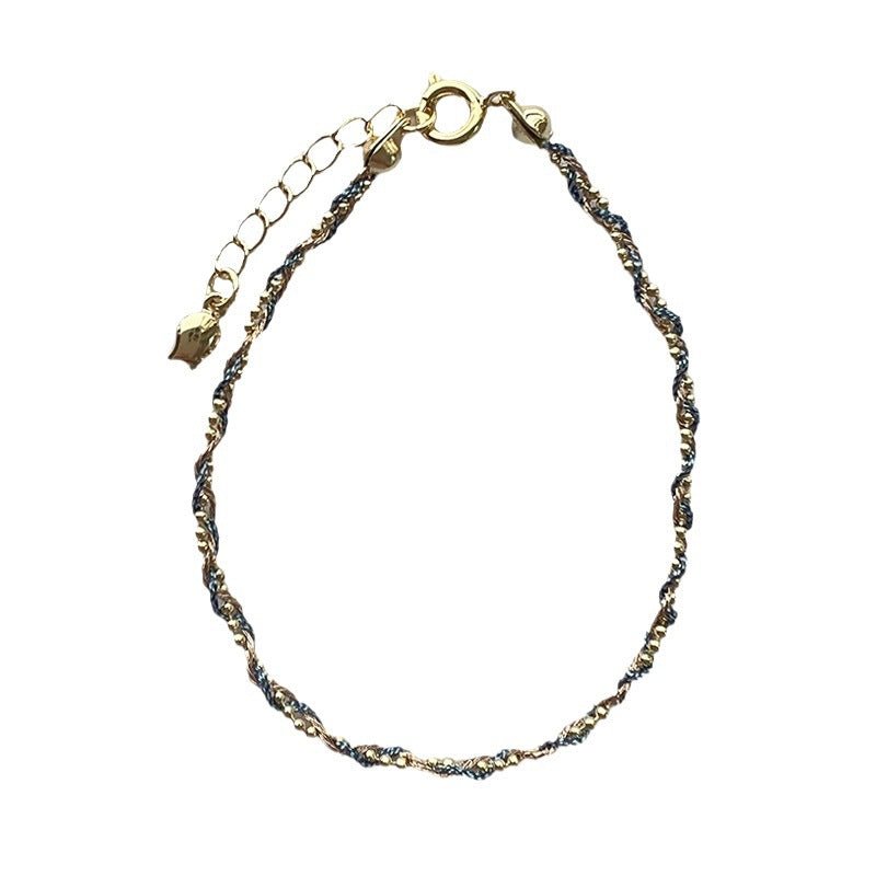 handmade braided bracelet - 14k gold plated thread & beads - elegant & adjustable - star8s