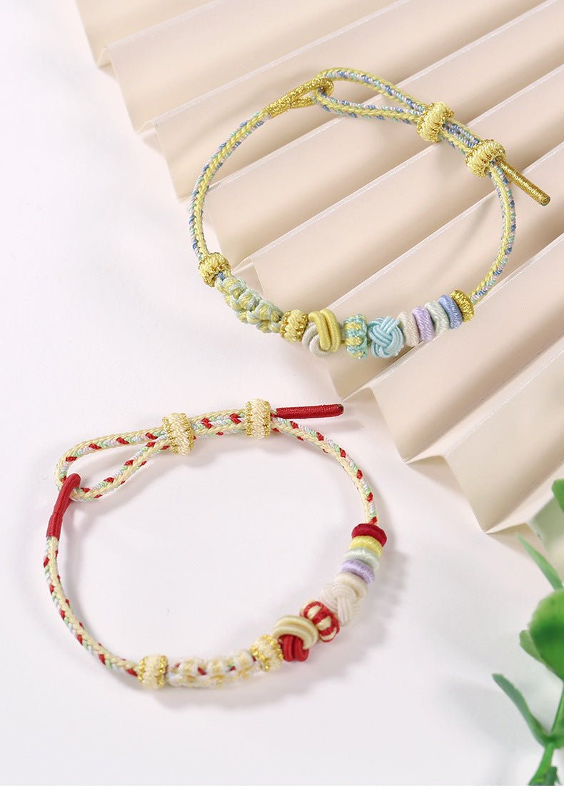 Handmade Braided Peach Blossom Knot Bracelet – Adjustable Chinese Knot Wrist Cord for Luck & Style | STAR8S