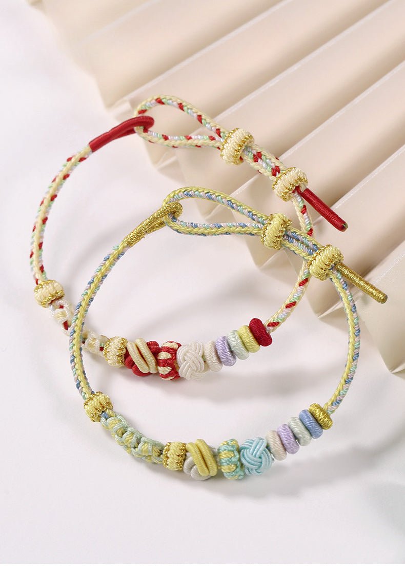 handmade braided peach blossom knot bracelet – adjustable chinese knot wrist cord for luck & style | star8s