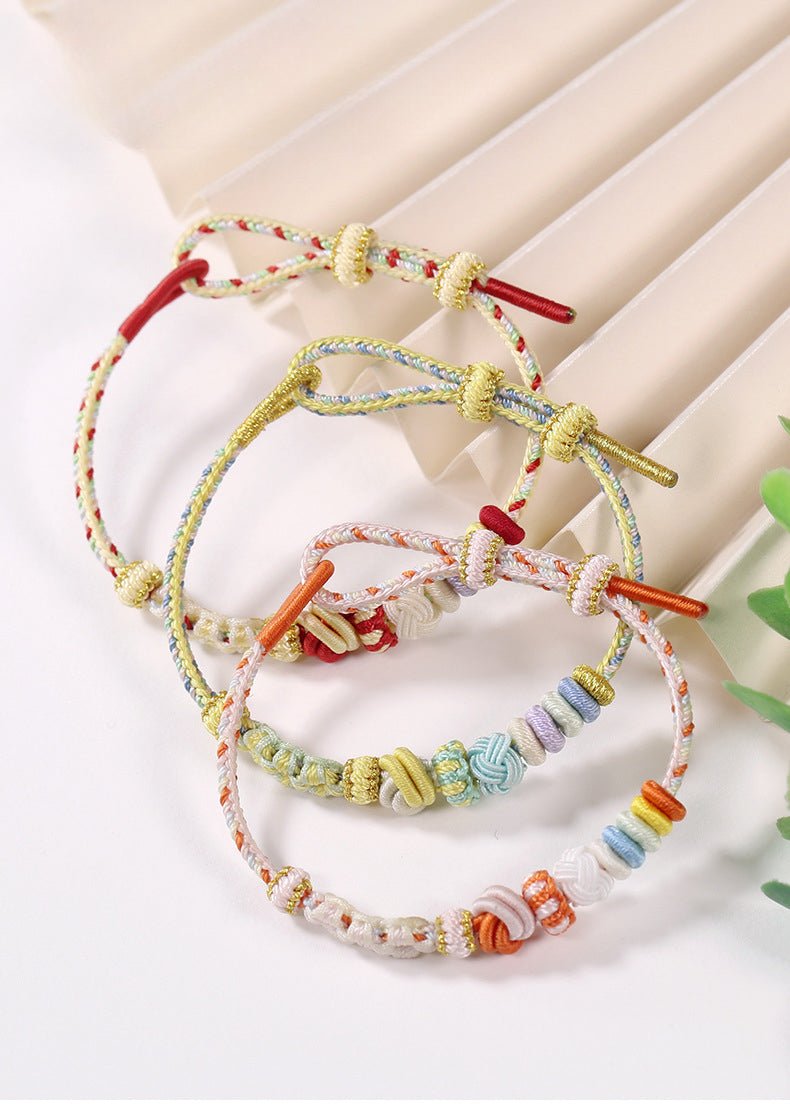 handmade braided peach blossom knot bracelet – adjustable chinese knot wrist cord for luck & style | star8s