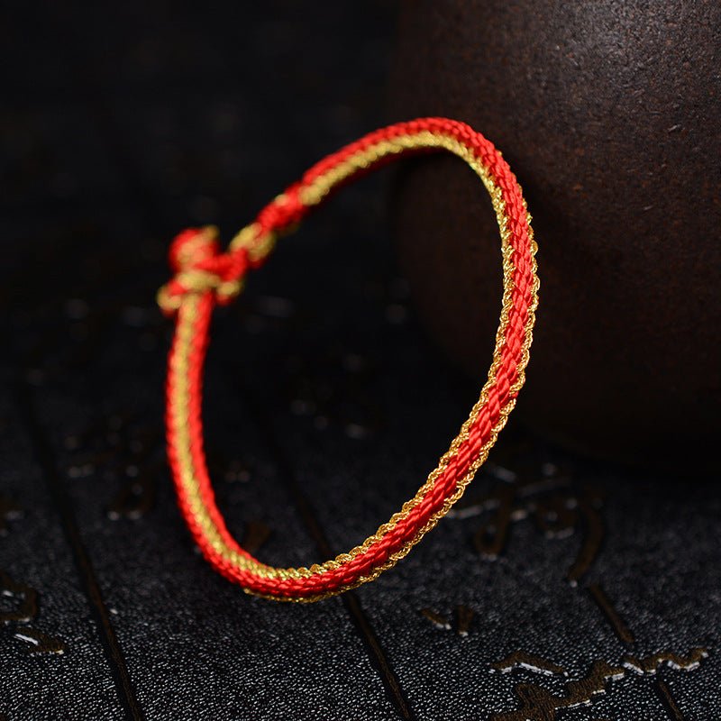 handmade chinese knot gold rope braided bracelet | handwoven red string bracelet - star8s