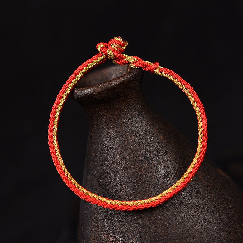 Handmade Chinese Knot Gold Rope Braided Bracelet | Handwoven Red String Bracelet - STAR8S