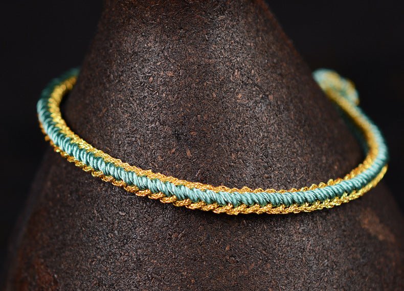 Handmade Chinese Knot Gold Rope Braided Bracelet | Handwoven Red String Bracelet - STAR8S
