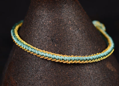 Handmade Chinese Knot Gold Rope Braided Bracelet | Handwoven Red String Bracelet - STAR8S