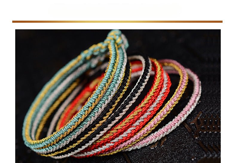 Handmade Chinese Knot Gold Rope Braided Bracelet | Handwoven Red String Bracelet - STAR8S