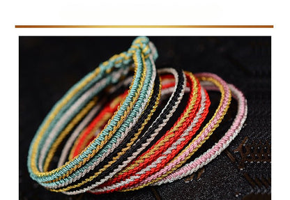Handmade Chinese Knot Gold Rope Braided Bracelet | Handwoven Red String Bracelet - STAR8S