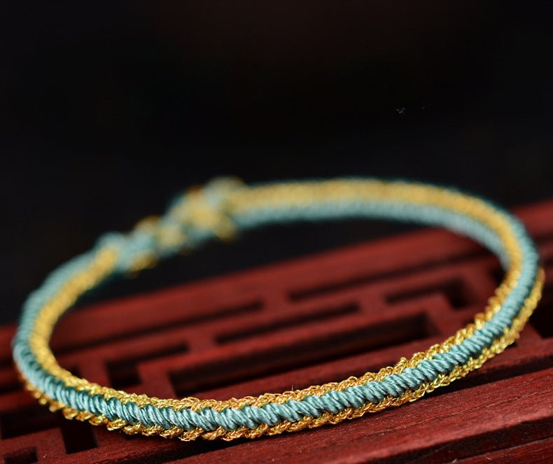 Handmade Chinese Knot Gold Rope Braided Bracelet | Handwoven Red String Bracelet - STAR8S