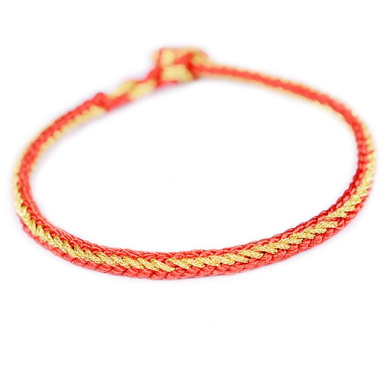 Handmade Chinese Knot Gold Rope Braided Bracelet | Handwoven Red String Bracelet - STAR8S