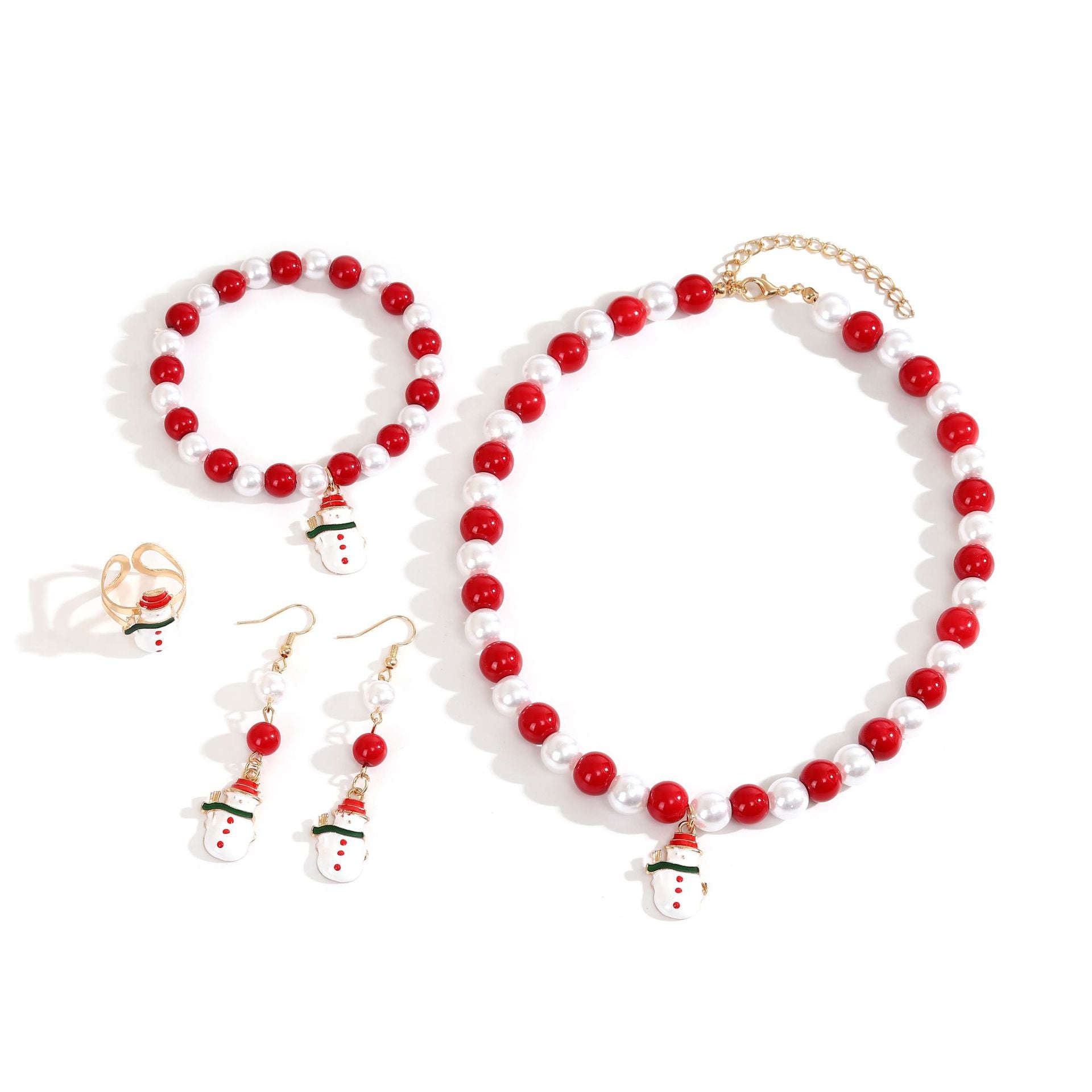 Handmade Christmas Jewelry Set | Cute Santa Necklace, Earrings, Bracelet & Ring Set for Women - STAR8S